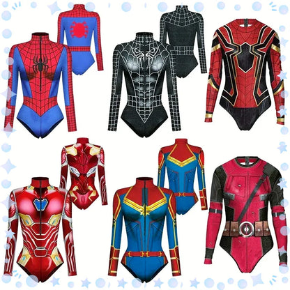 2024 New Superhero 3D Print Bodysuit – Superman , Spiderman & Iron Man Cosplay Costume for Men & Women Adults