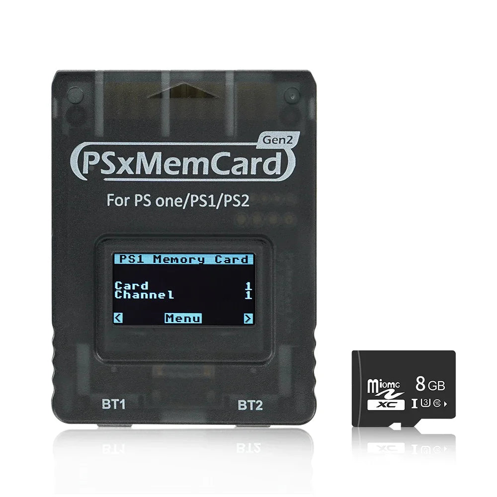 Bitfunx PSxMemCard Gen2 – Game Save Storage for PS1 & PS2 Games, Compatible with PlayStation Consoles