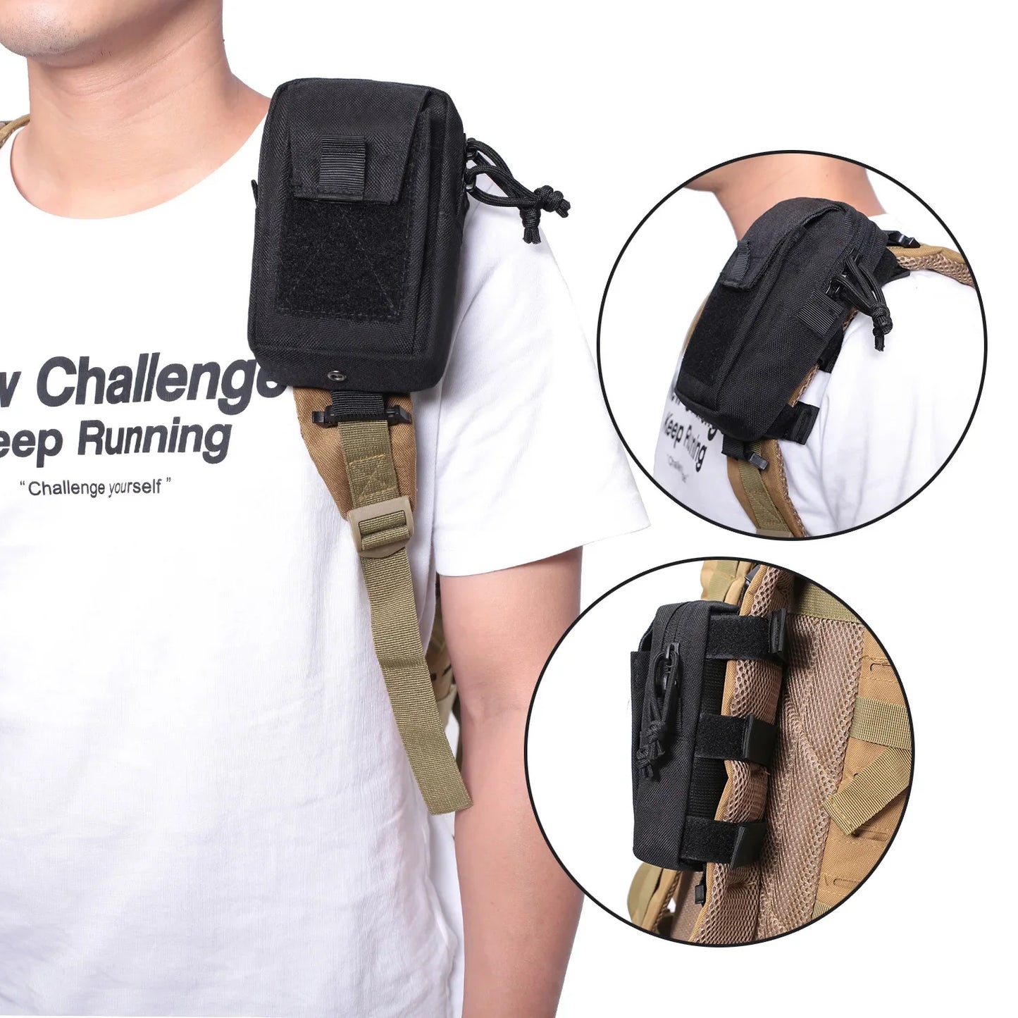 Molle Tactical Backpack Strap Bag Phone Holder | Outdoor Sport Running Emergency Accessories | Military Hunting EDC Tool Waist Pouch