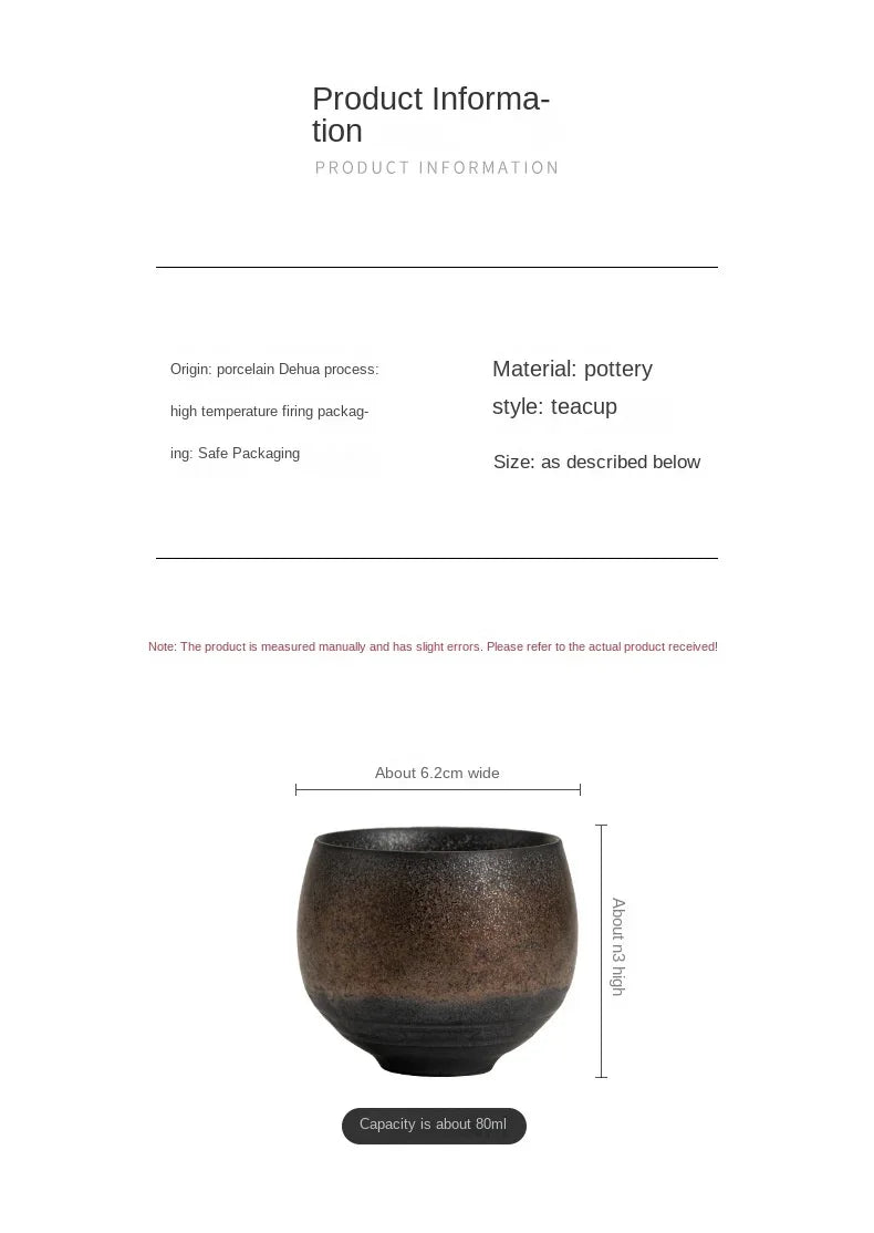 Japanese Handmade Stoneware Tea Cup – Small Kung Fu Single Teacup Vintage Style