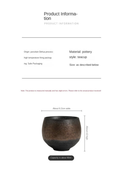 Japanese Handmade Stoneware Tea Cup – Small Kung Fu Single Teacup Vintage Style