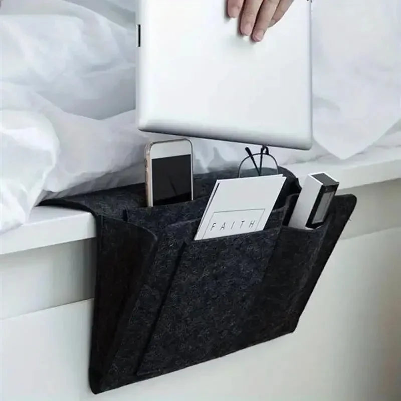 Bedside Hanging Storage Organizer — Phone, Remote, Tissue & Book Holder for Home