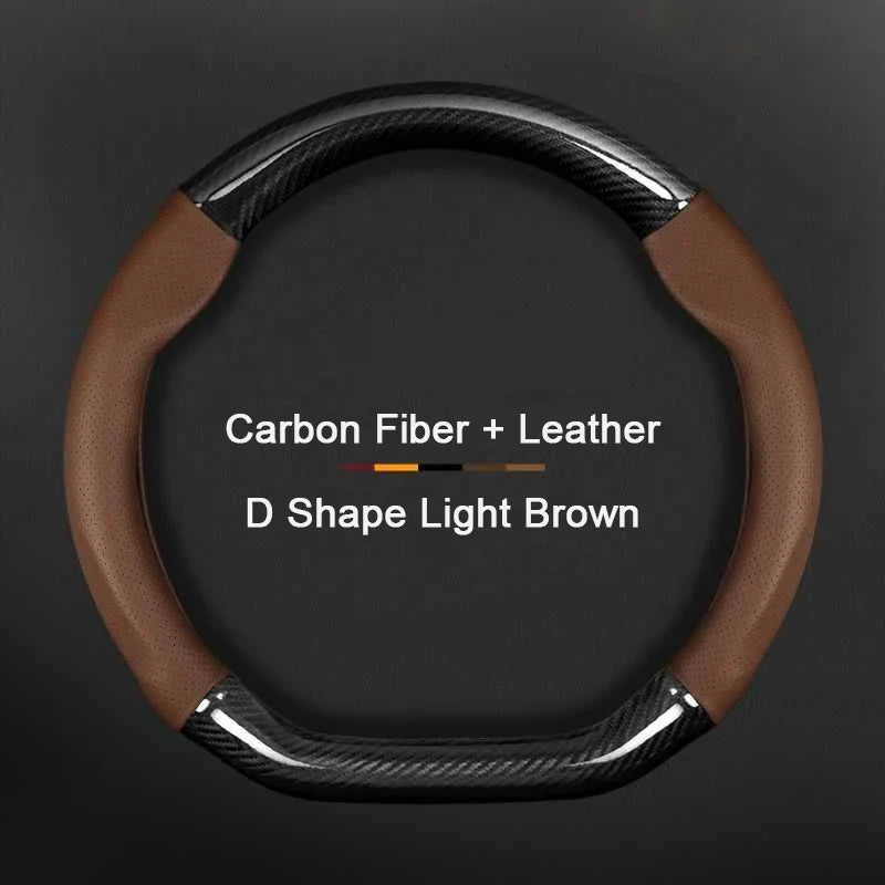 Hyundai Carbon-Fiber Leather Steering Wheel Cover — Fits i20/i30/i40/ix25/ix35/ix55/Elantra/Tucson/Sonata/Solaris/Palisade/Nexo
