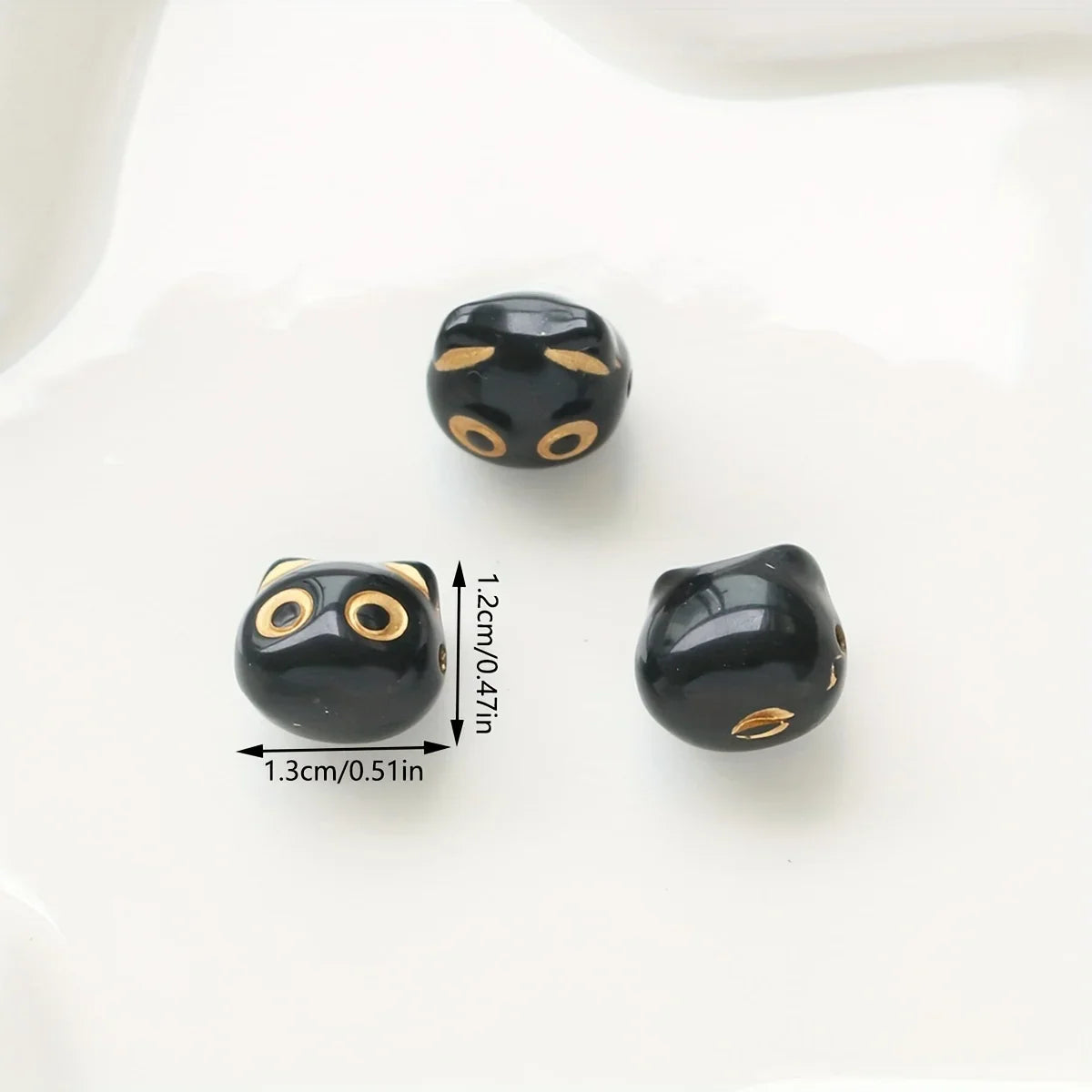30pcs Cat Head Beads - Cute Animal Loose Beads for DIY Jewelry Making Earrings Necklace Bracelet Keychain Accessories