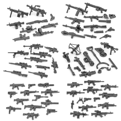Military Building Blocks Soldier Set - Tactical Weapons Figures with Gatling Gun, Rifle, Mortar & Accessories Toy Kit
