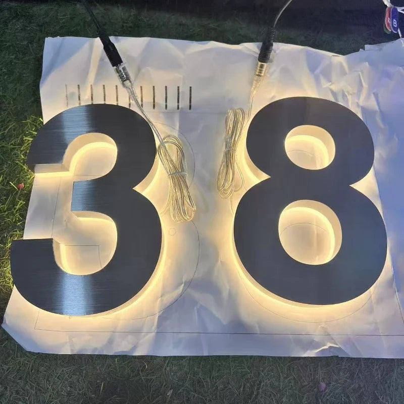 Custom LED House Numbers - Stainless Steel Waterproof Backlit Address Sign for Homes, Hotels & Apartments