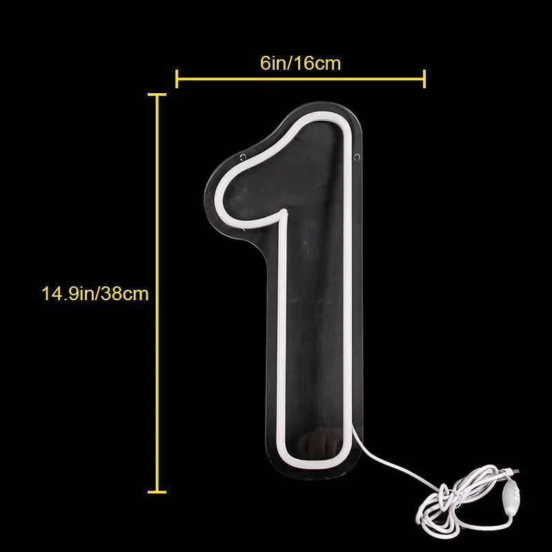 Numbers Neon Sign 0–9 – Acrylic LED Birthday, Wedding & Business Wall Decor with Switch