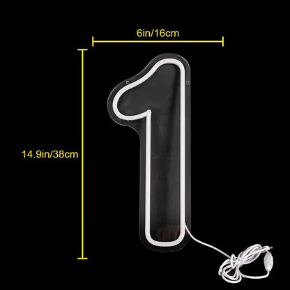 Numbers Neon Sign 0–9 – Acrylic LED Birthday, Wedding & Business Wall Decor with Switch