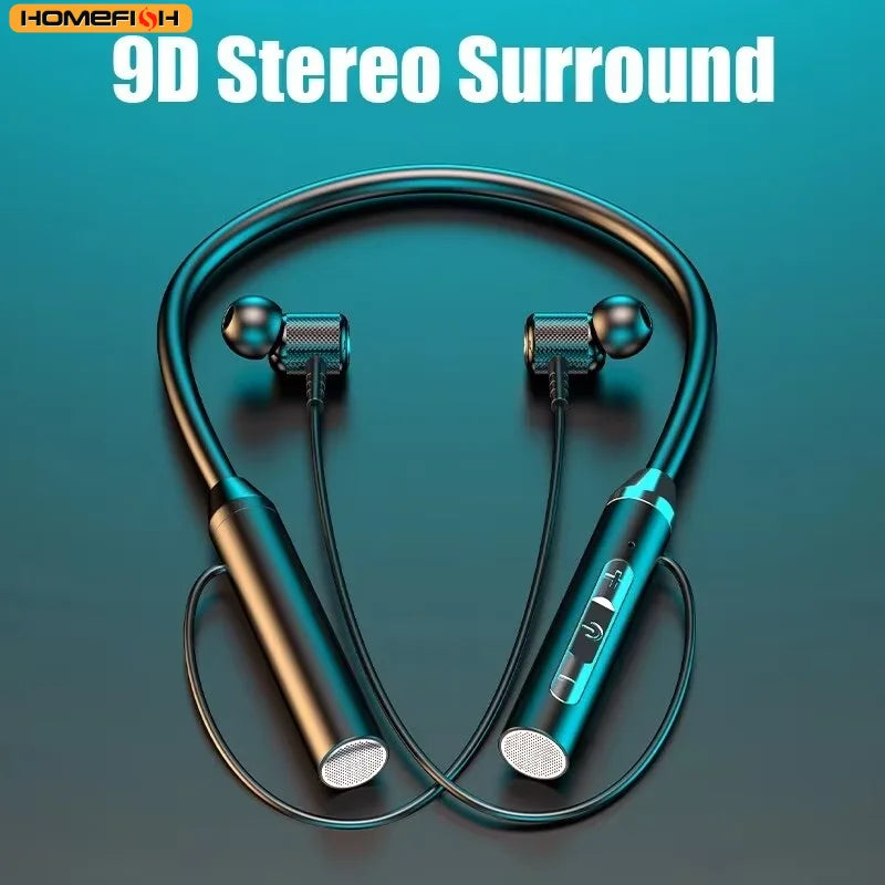 9D Bluetooth Wireless Earphones - Magnetic Sport Neckband TWS Earbuds with Mic