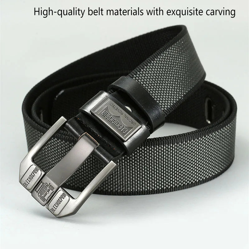 Men’s Canvas Pin Buckle Belt — Casual Retro Waistband Overalls Fashion Webbing Belt, High-Quality c032
