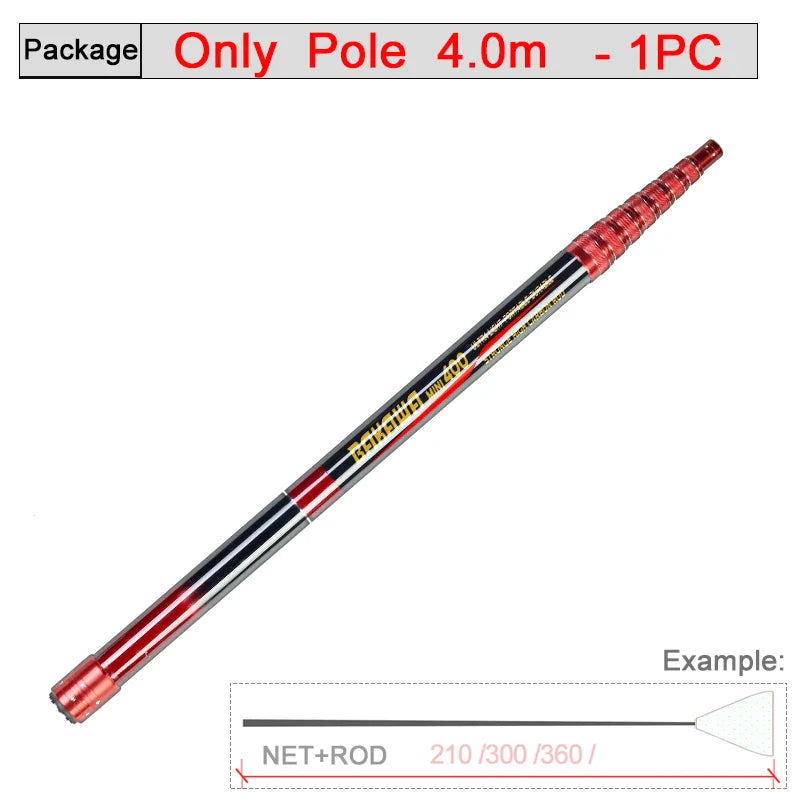 JOSBY Telescopic Foldable Fishing Net – 2.1M/3M/4M Lightweight Carbon Fiber Landing Net for Carp & Sea Fishing