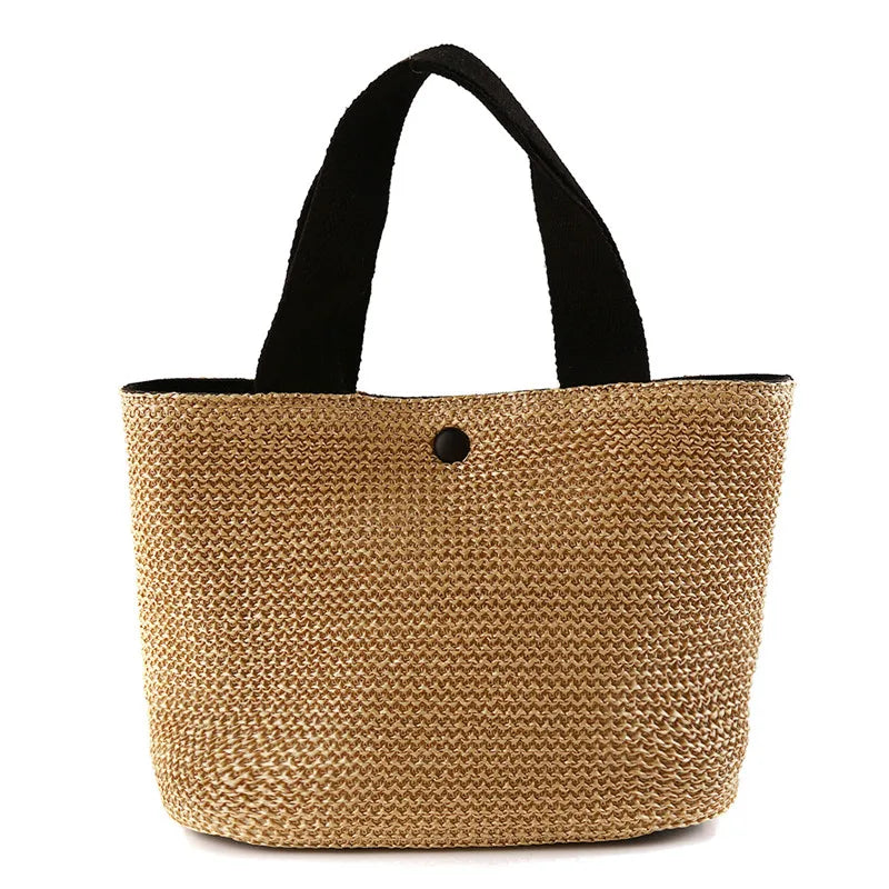Women’s Bohemian Beach Straw Bag – Handmade Woven Rattan Bucket Shoulder & Crossbody Handbag