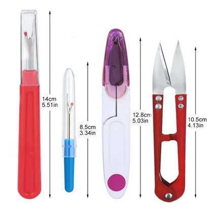 4-Piece Sewing Seam Ripper Kit - Thread Seam Remover Stitch Unpicker Thread Cutter Tool with Trimming Scissor