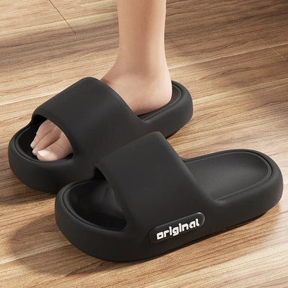 Cloud Platform Slippers for Women - Thick Soft Sole Letter Print Beach Slides for Comfortable Everyday Wear