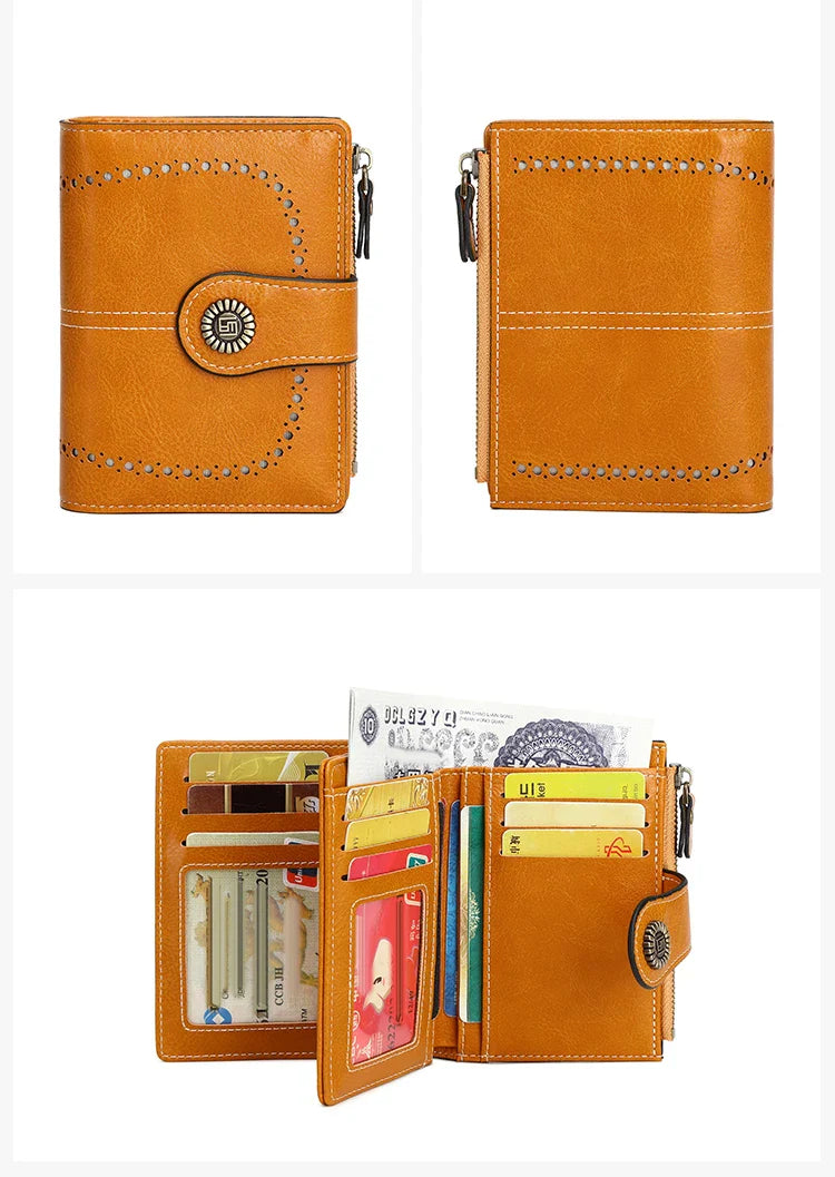 Fashionable Women’s Retro Short Wallet – PU Leather Multifunctional Handbag with Large Capacity, Multi-Card Slot & Coin Pocket