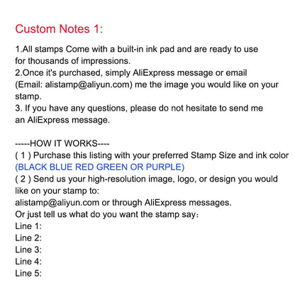 Custom Self-Inking Rectangular Stamp – Personalized 1-4 Line Office Stamp with Text, Logo, Image, or Drawing
