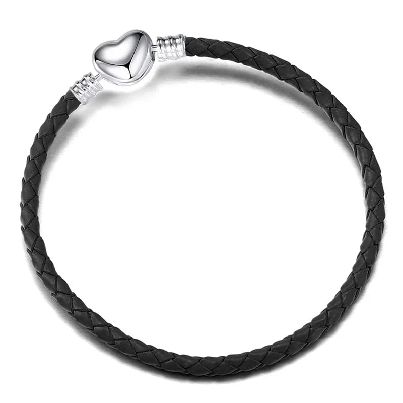 BAOPON 9-Color Leather Charm Bracelet - DIY Chain Jewelry Gift for Women & Girls