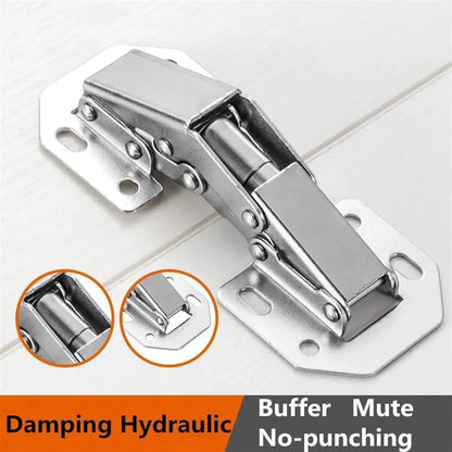 2/10PCS 90° Steel Cabinet Hinges – No-Drill Hydraulic Buffer Hinges for Kitchen Cabinets & Furniture