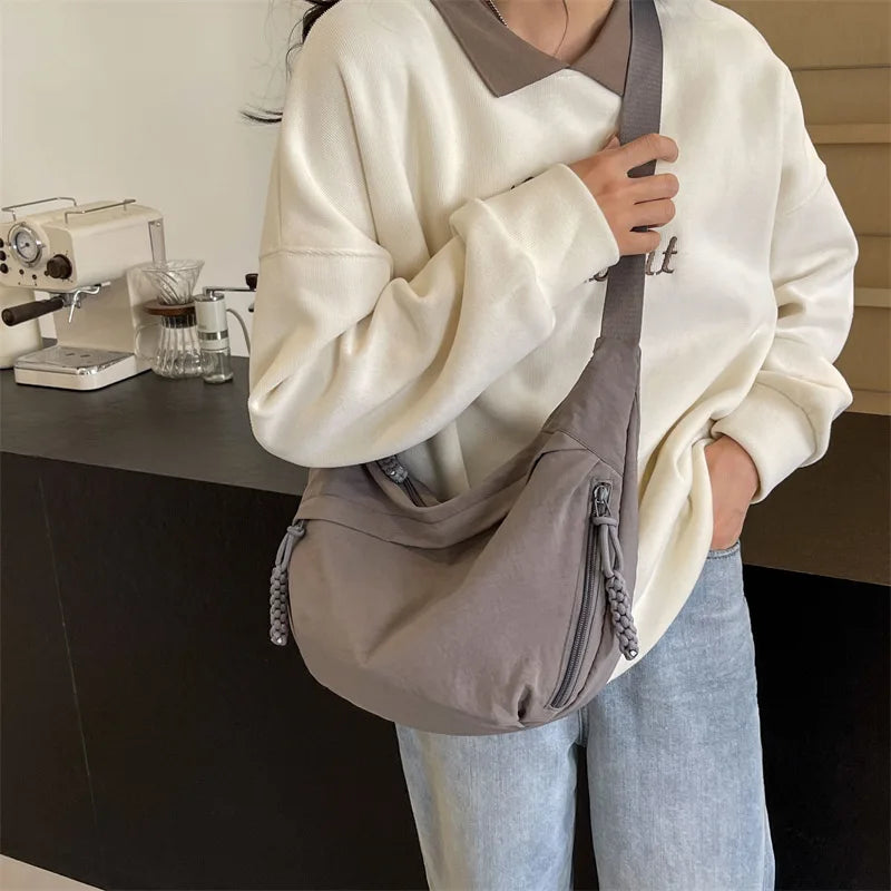 New Nylon Fabric Shoulder Bag – High Capacity Women's Crossbody Messenger Bag, Versatile & Leisure Hobo