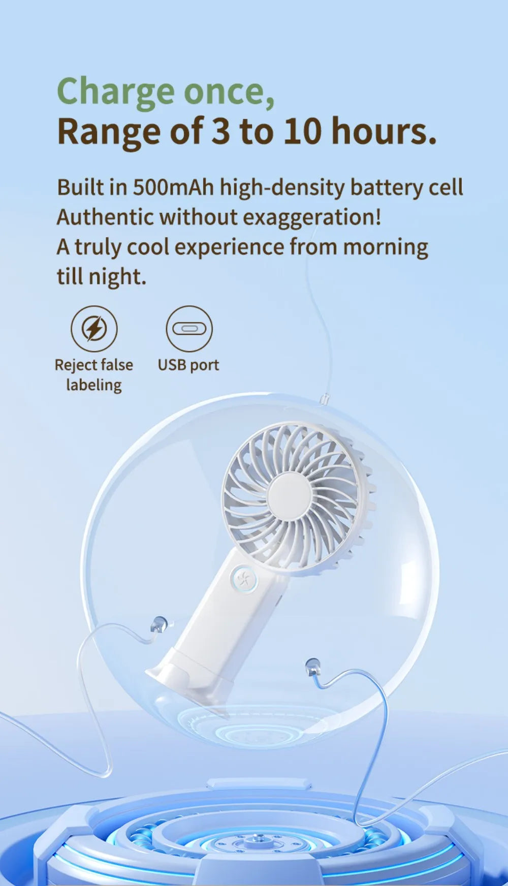 Portable Mini USB Fan – Handheld & Desktop Fan with Phone Holder, 3-Speed Adjustable Wind, Long Battery Life, Multi-Function Cooling Fan