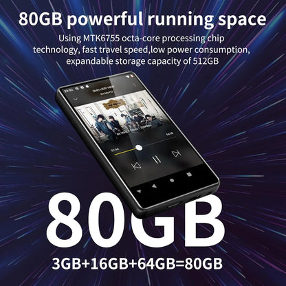 80GB Android MP3 Player — 4.0" Full Touch Screen with Bluetooth, WiFi, Built-in Speakers & Browser Support