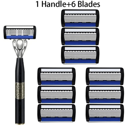 Men’s 7-Layer Stainless Steel Safety Razor – Washable Manual Shaver with Beard Guard & Metal Razor Holder