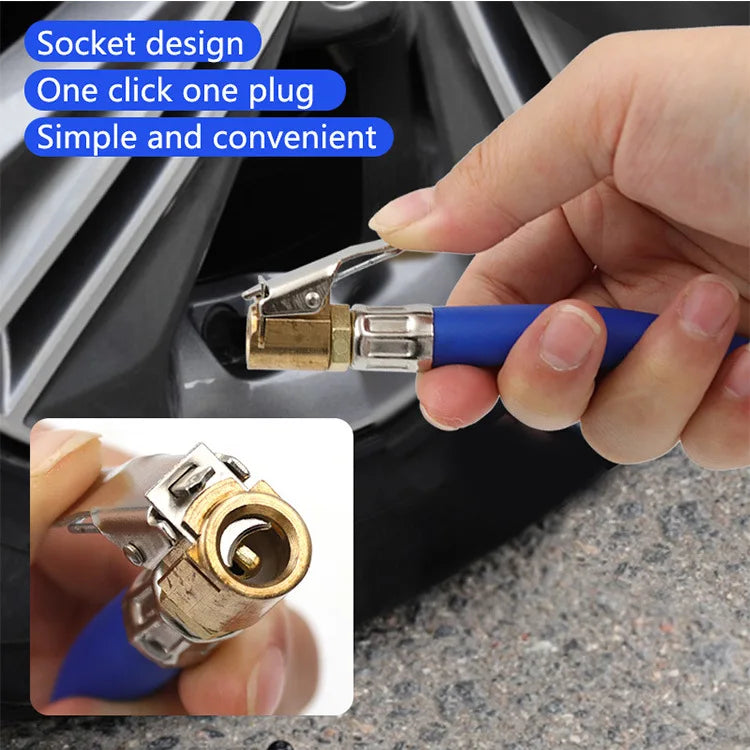 Car Tire Air Inflator Extension Hose – Twist Lock Air Chuck Adapter for Bike & Motorcycle Pump