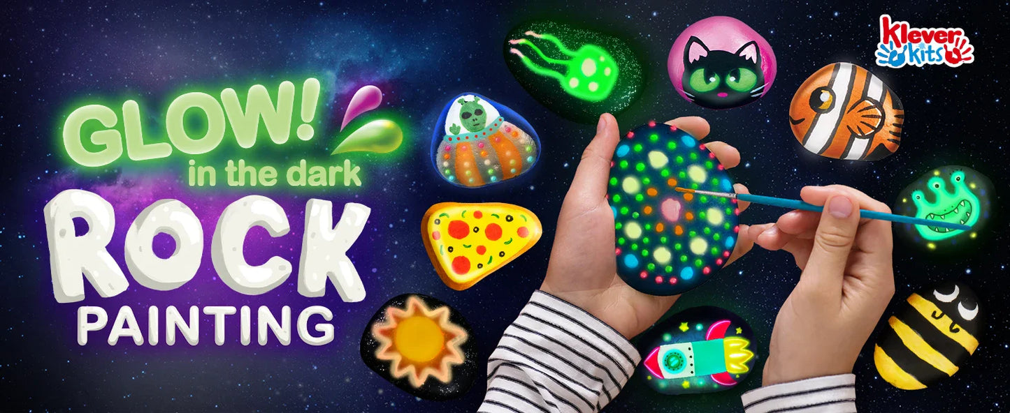 JOYFY Glow-in-the-Dark Rock Painting Kit – Arts & Crafts Toy for Kids Ages 6-12, Birthday Party Art Supplies
