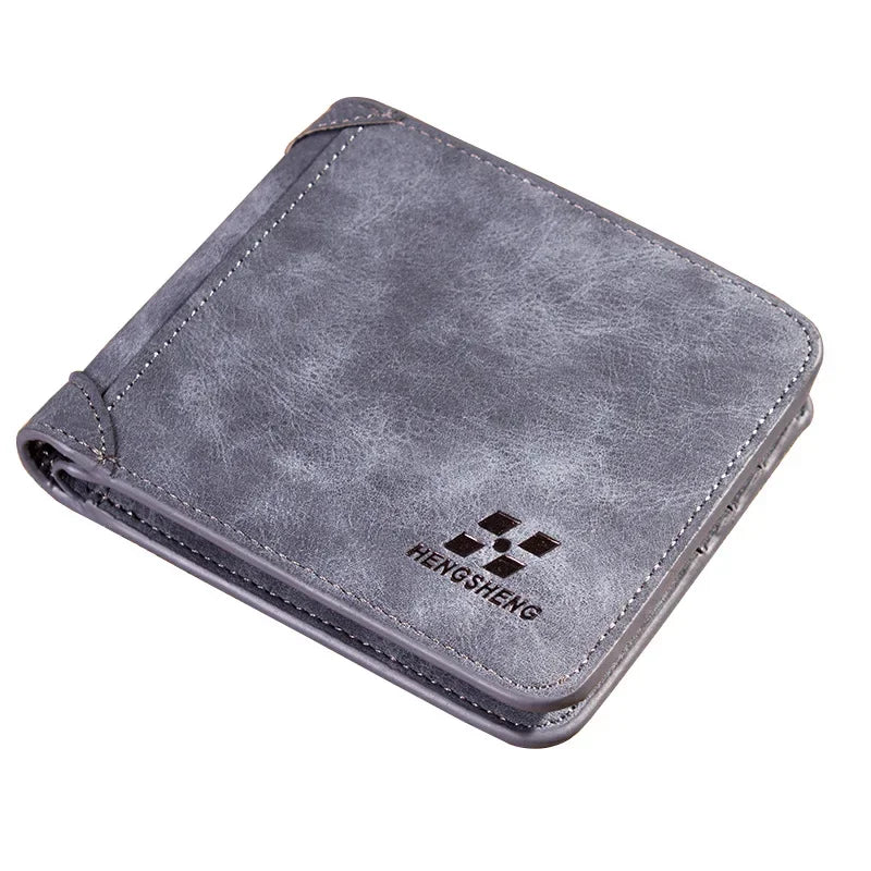 Men's Genuine Leather Slim Bifold Wallet - RFID Blocking Minimalist Card Holder for Men