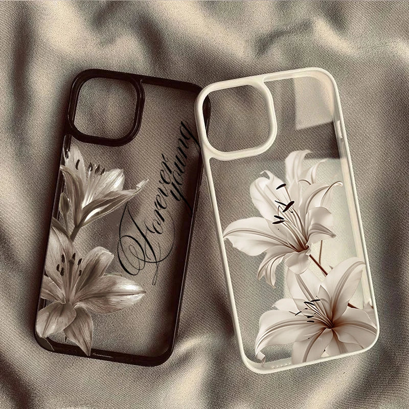 Vintage Lily Floral iPhone Case - Shockproof Protective Cover for iPhone 11–17 Series