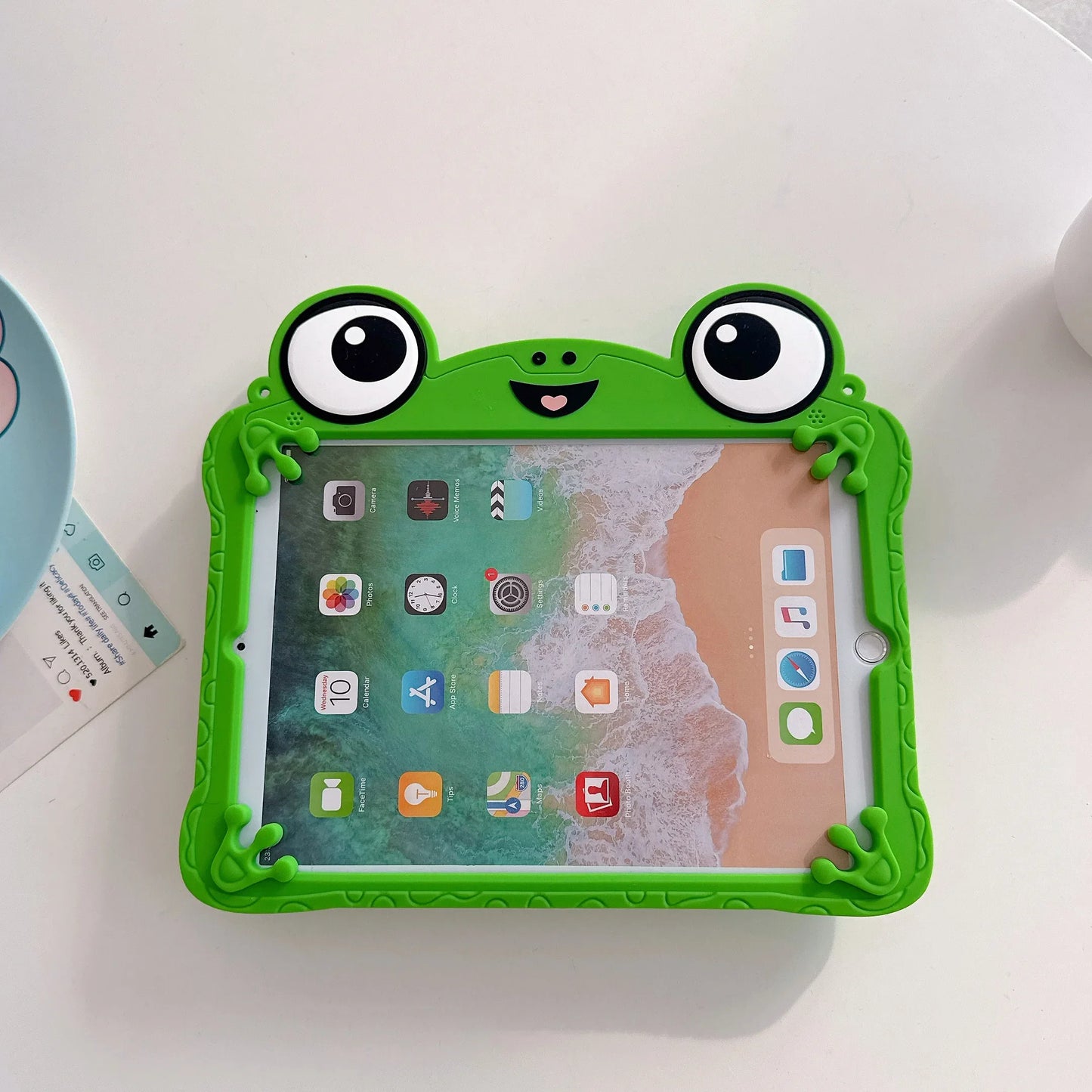 3D Cartoon Frog iPad Case - Soft Silicone Protective Cover with Adjustable Stand