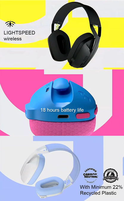 Logitech G435 LIGHTSPEED Bluetooth Wireless Gaming Headset – Over-Ear Surround Sound Headphones for PC, Laptop, Games & Music
