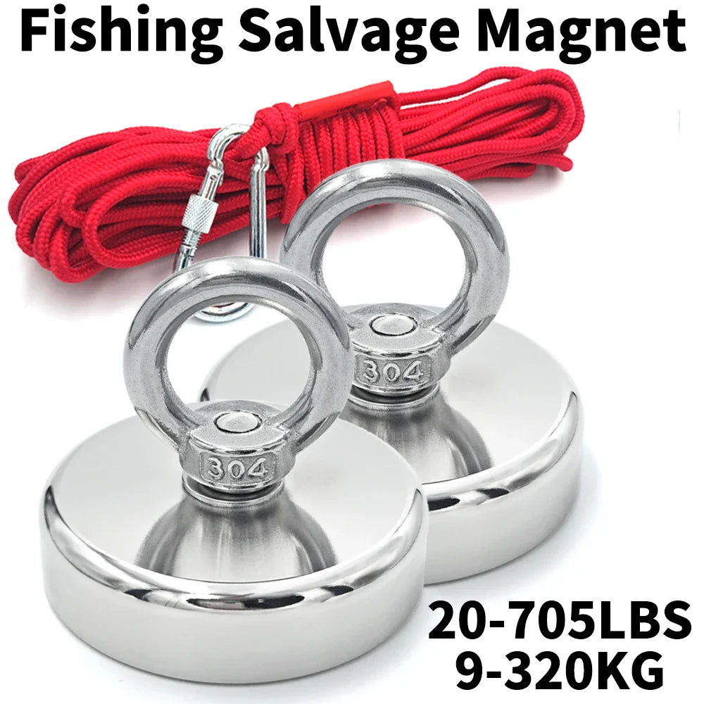 D16~D42mm Super Strong Neodymium Fishing Hook Magnet — N52 Heavy Duty Rare Earth Eyebolt with Countersunk Hole for Salvage