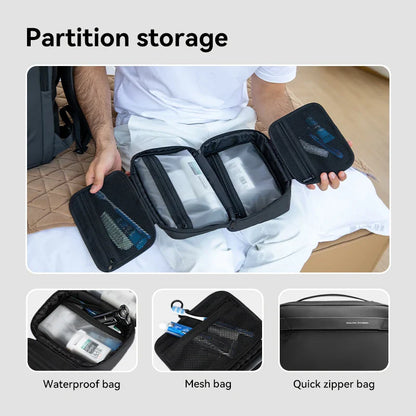 Men's Travel Toiletry Bag: Business Trip Essentials, Dry-Wet Separation, Waterproof Makeup Storage, Fitness & Bath Bag - L_MR86 Wash Bag