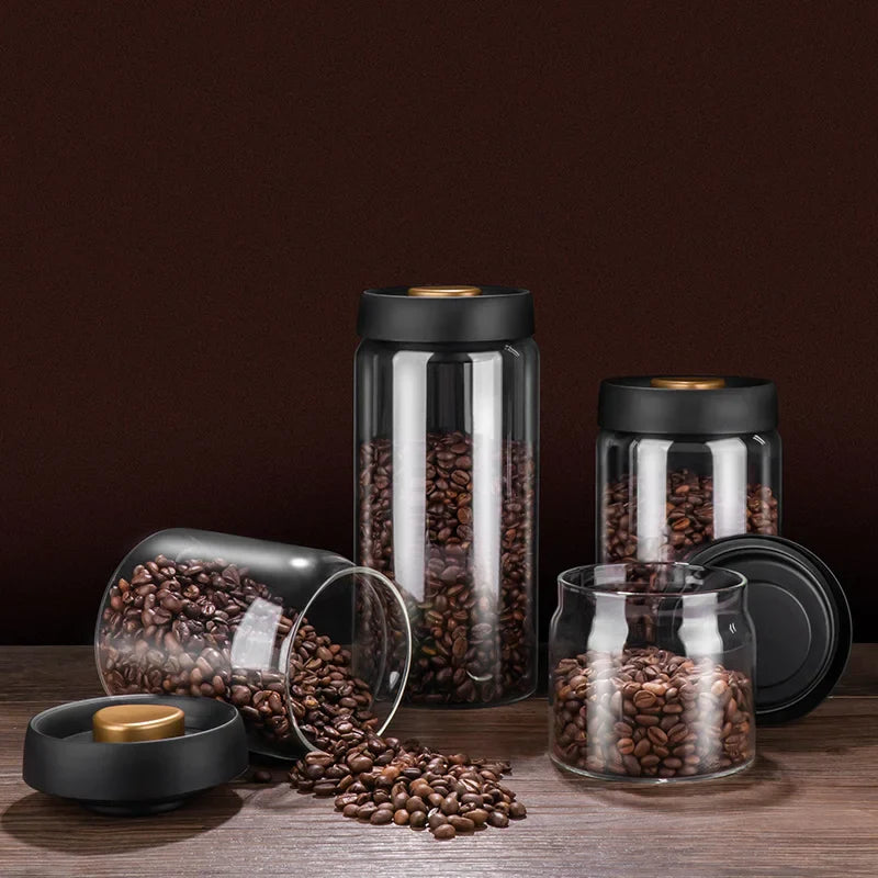 GIANXI Vacuum Sealed Glass Jug | Airtight Canister for Coffee Beans, Food Grains, Candy | Fresh Storage Jar Kitchen Accessory