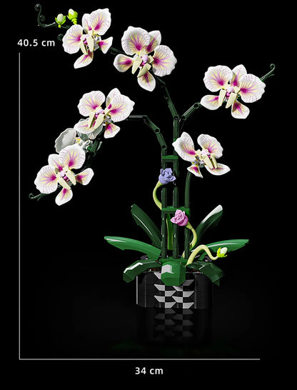 Orchid Cymbidium Building Blocks Set – DIY Potted Phalaenopsis Flower Simulation Toy for Valentine’s Gift