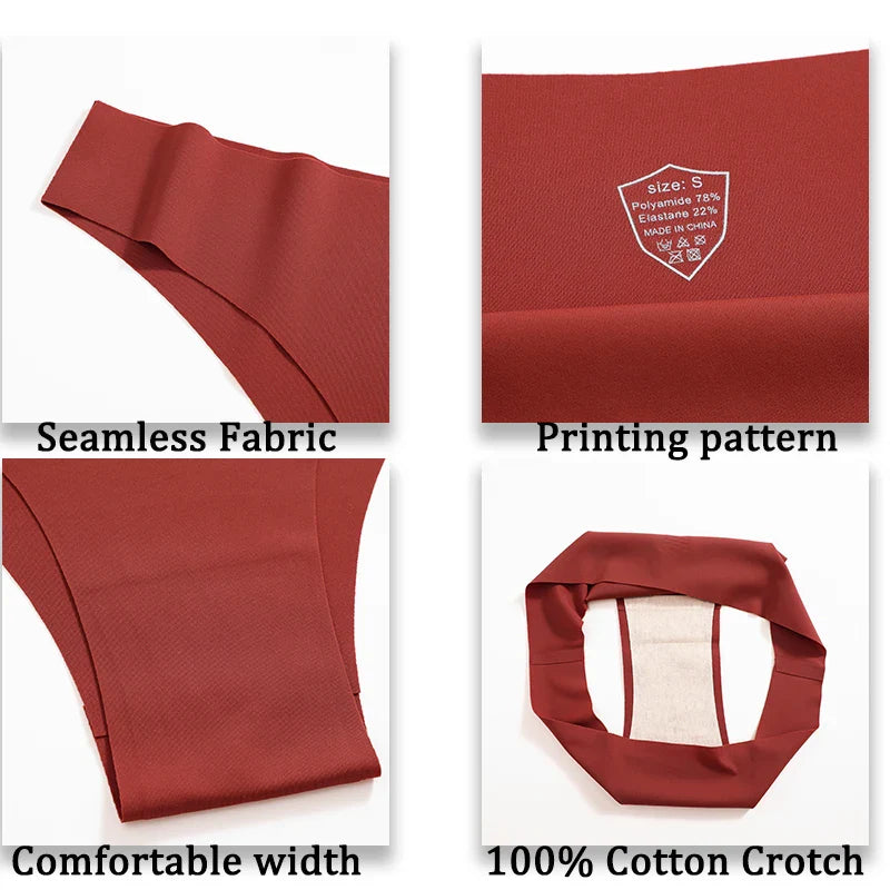 FINETOO 6PCS Ice Silk Seamless Panties Set – Low Waist Brazilian Underwear, Breathable & High Elastic Lingerie