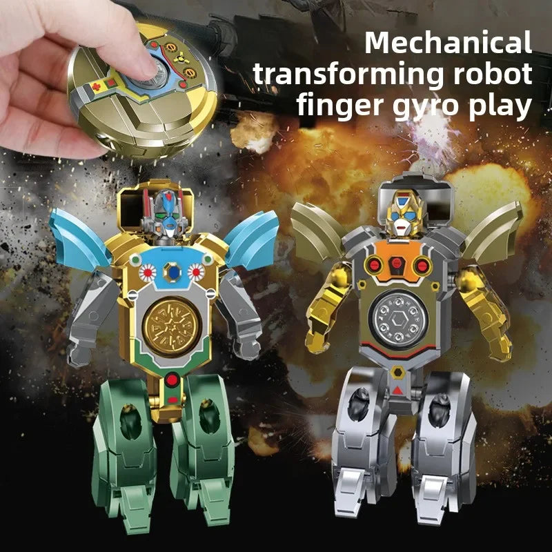 Fingertip Rotating Gyroscope Robot Toy – Decompression Anti-Drop Mechanical Deformation Fidget Toy for Kids Boys Gift