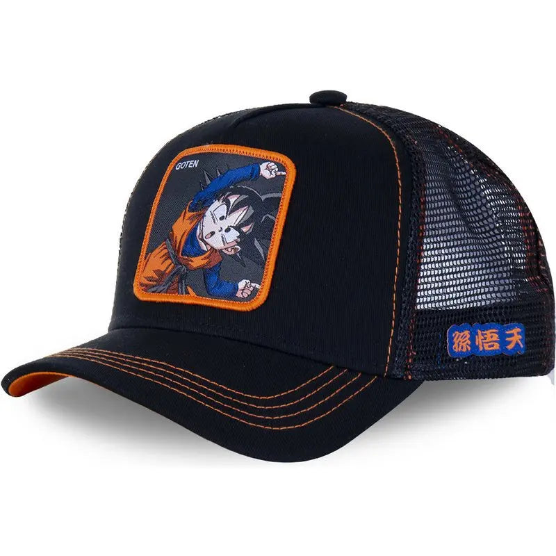 Dragon Ball Son Goku Embroidered Cap - Adjustable Hip Hop Trucker Mesh Sun Visor Hat for Men & Travel