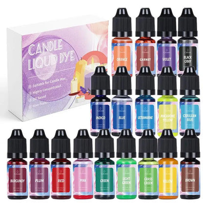 Candle Dyes Kit – Liquid Colorant Pigment Set for DIY Candle Making, Aromatherapy Soap, Soy Wax Dye & Mold Coloring Supplies