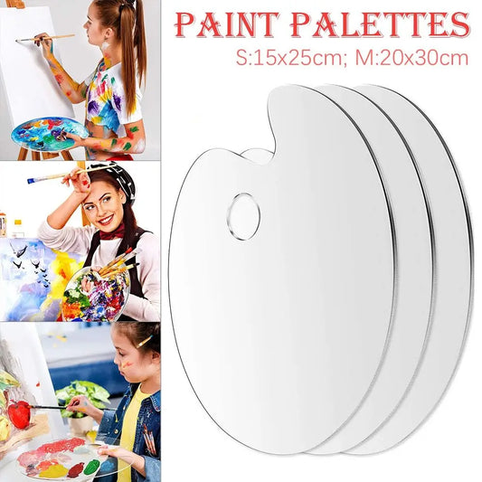 Acrylic Clear Paint Tray – High-Quality Transparent Oval Palette for Gouache & Pigment Painting Supplies