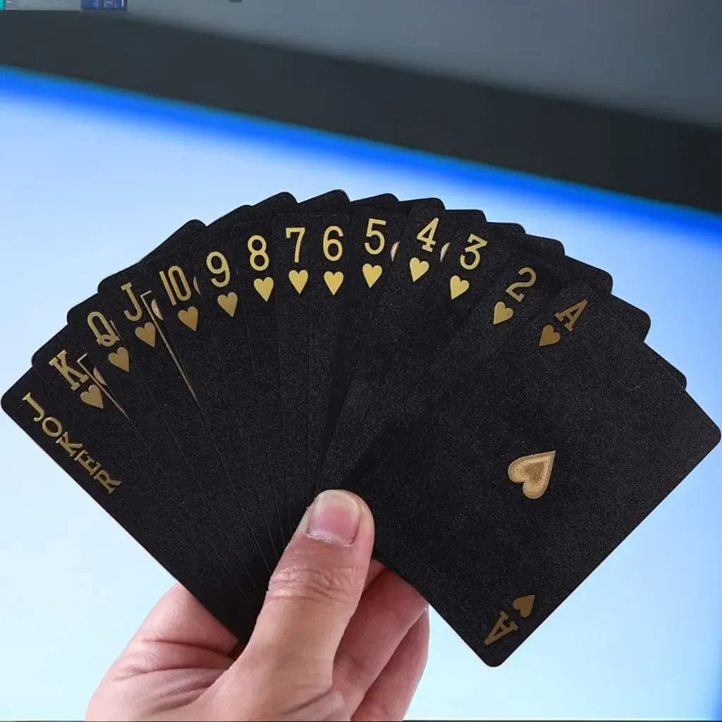 Black Rose Deck Poker — Frosted Waterproof Plastic Playing Cards for Texas Hold’em, Commemorative & Party Game Gift