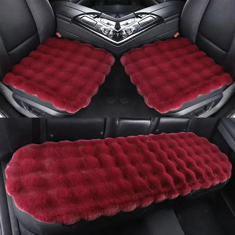 Winter Plush Car Seat Covers – Ultra-Soft Rabbit Fur Cushion Pads for Warmth, Universal Fit Auto Chair Protectors