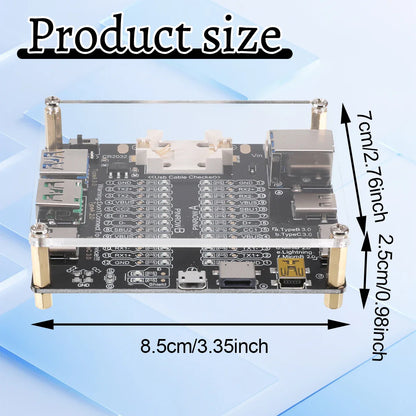 USB Cable Tester – Type-C, Type-B, Micro Short Circuit and Data Anomaly Detection Test Board for iOS & Android