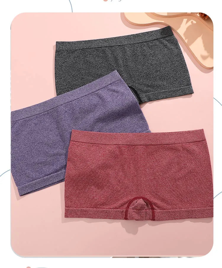 4pcs Women’s Boxer Underwear — Comfortable Solid Color Hipster Boyshort Panties for Sports & Everyday Wear