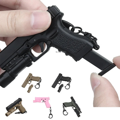 Mini Tactical Pistol Keychain - G17 Model Gun Shape Detachable Key Ring Backpack Vest Decorative Accessory