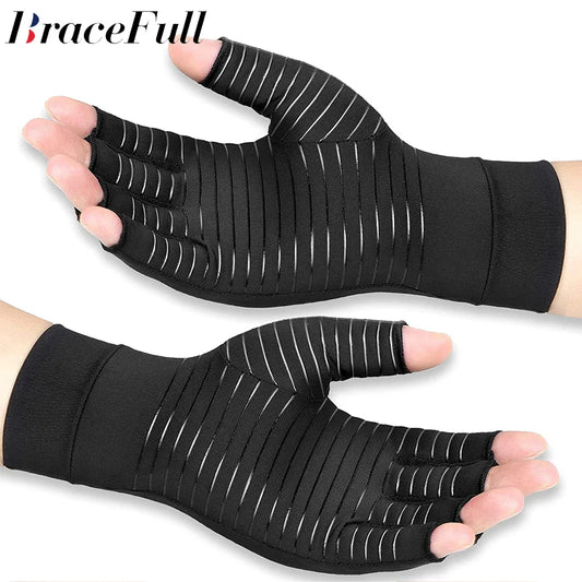 Copper Arthritis Compression Gloves – Fingerless Hand Support for Pain Relief, Swelling & Carpal Tunnel
