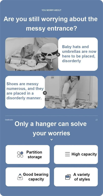Multi-Layer Clothes Hanger & Shoe Rack – DIY Floor-Standing Hat and Shoes Organizer for Living Room Storage