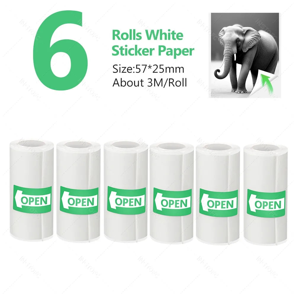 57x25mm Thermal Label Paper Rolls - Adhesive Sticker Refill for Mini Printers & Kids Instant Cameras