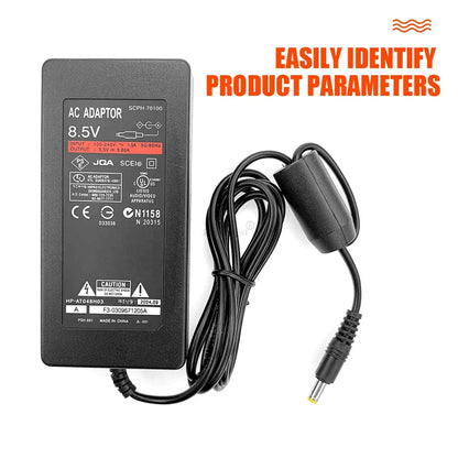 New Power Supply for PS2 Slim – Replacement AC Adapter Charger, 100-240V, DC 8.5V for 70000 Console (EU/US Plug)